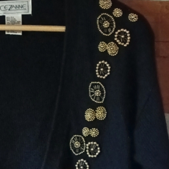 Vintage Cezanne silk angora lambswool soft beaded black gold M - Picture 3 of 9